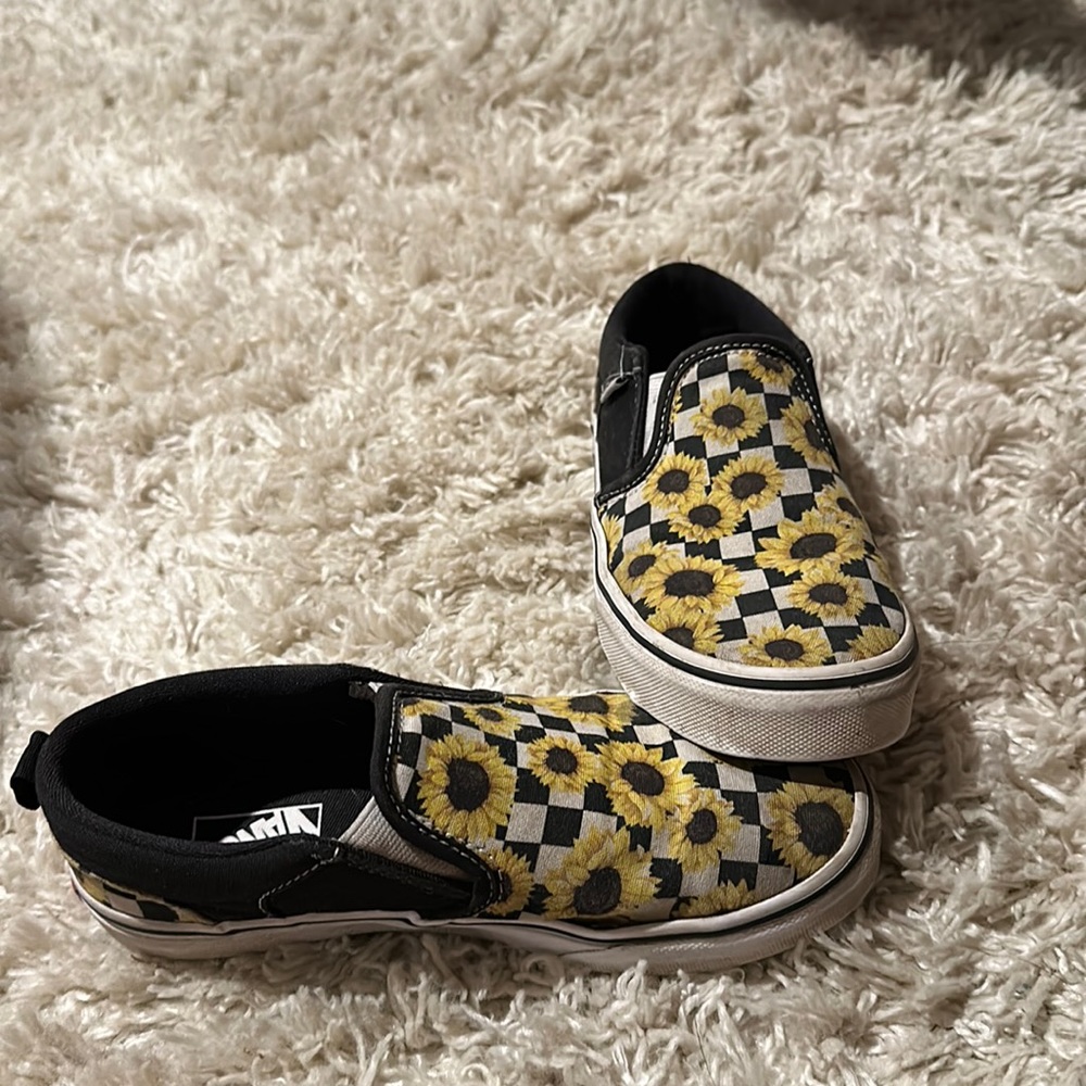 Sunflower checkered kids vans